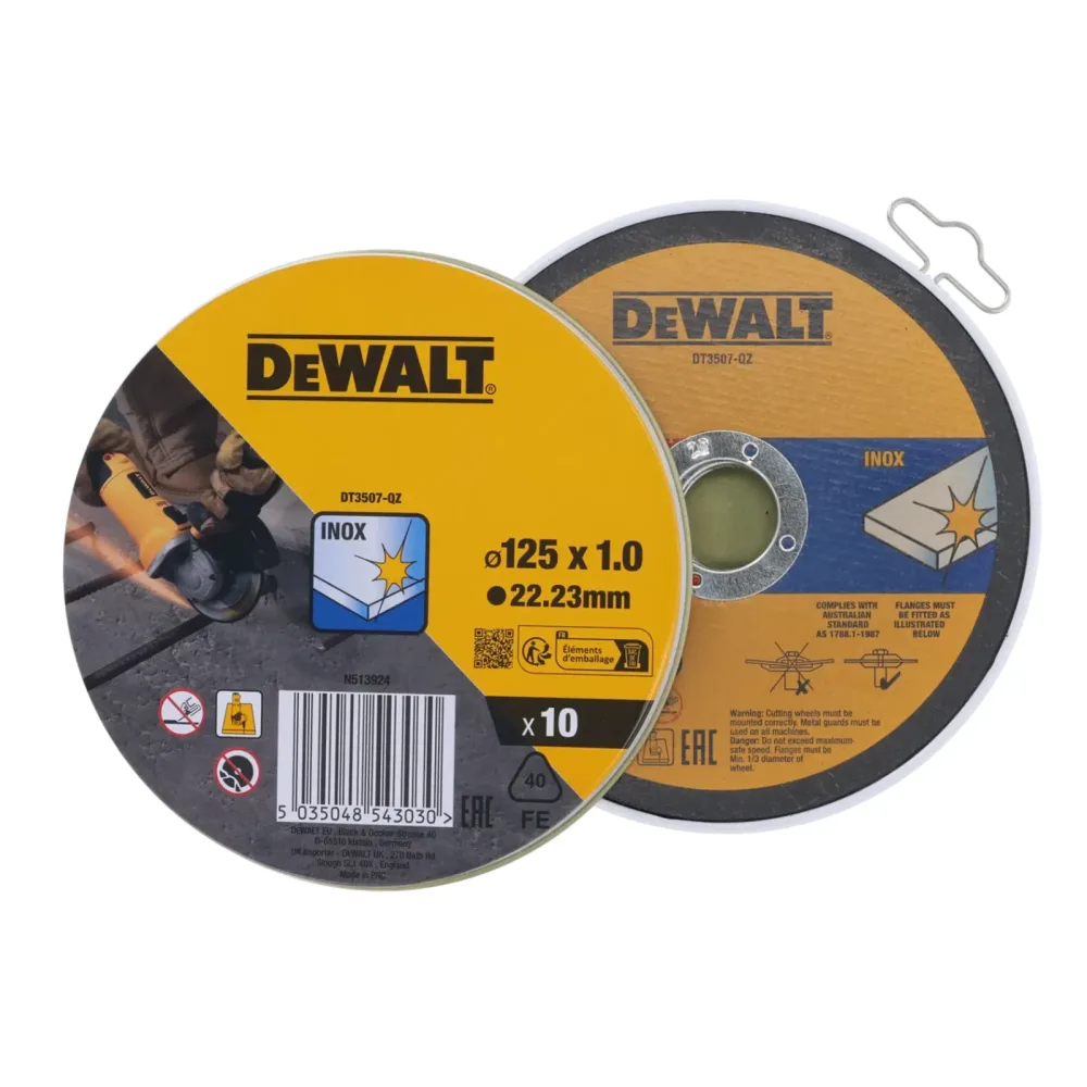 DeWalt rezne ploče DT3507 za inox u limenci — 125 × 1 × 22,23 mm, 10 kom — slika 3 od 3