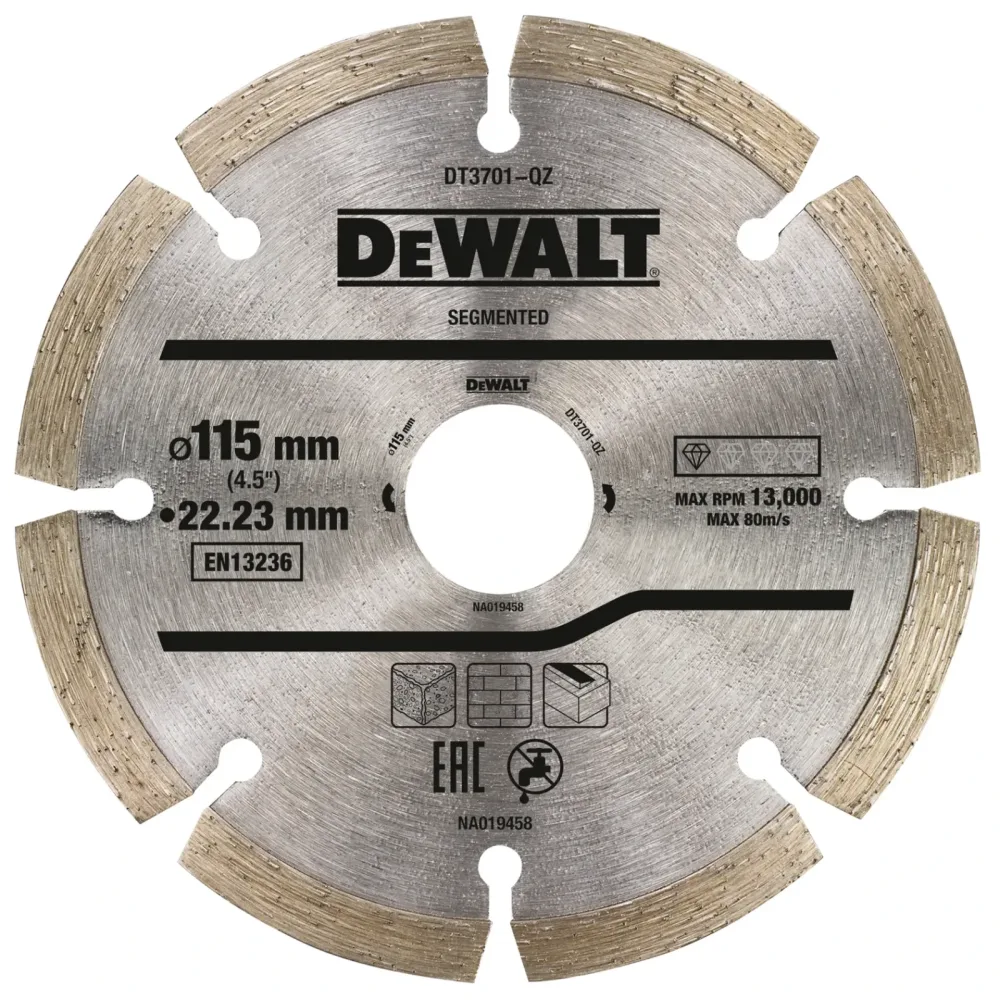 DeWalt dijamantna rezna ploča DT3701 segmentirana — 115 × 22,23 mm