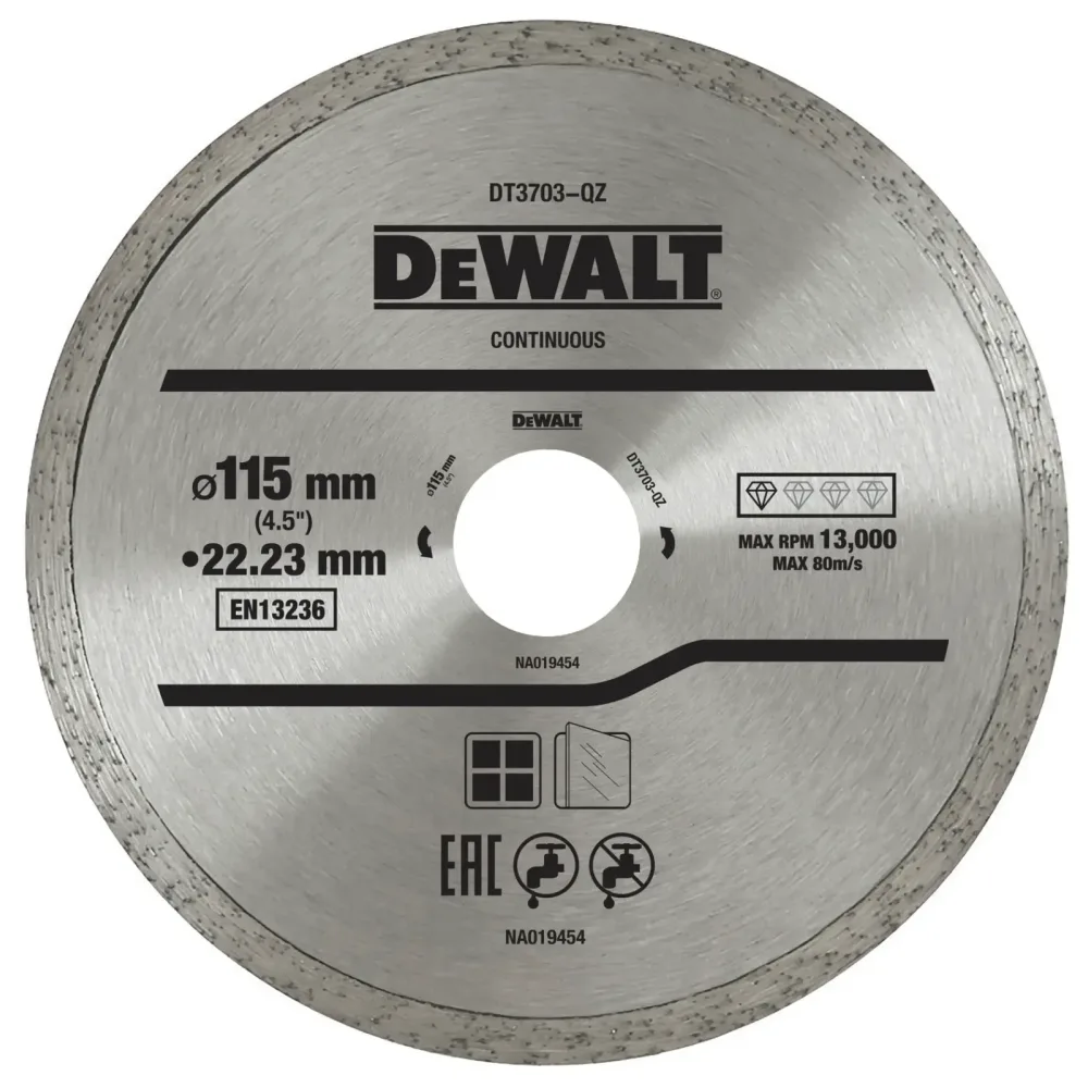 DeWalt dijamantna rezna ploča DT3703 s neprekinutim rubom — 115 × 22,23 mm