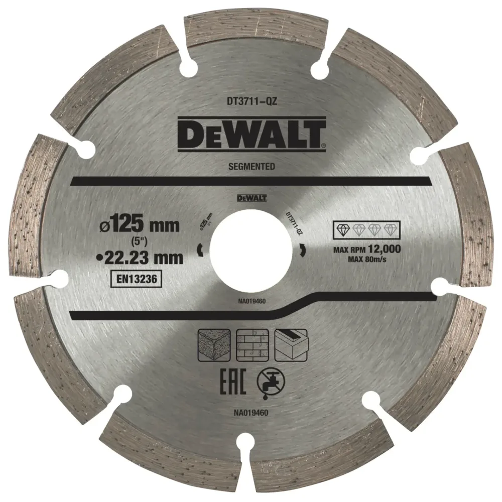 DeWalt dijamantna rezna ploča DT3711 segmentirana — 125 × 22,23 mm