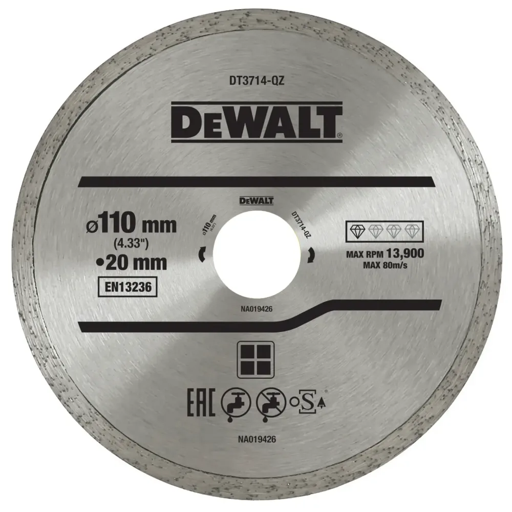 DeWalt dijamantna rezna ploča DT3714 za keramiku — 110 × 20 mm