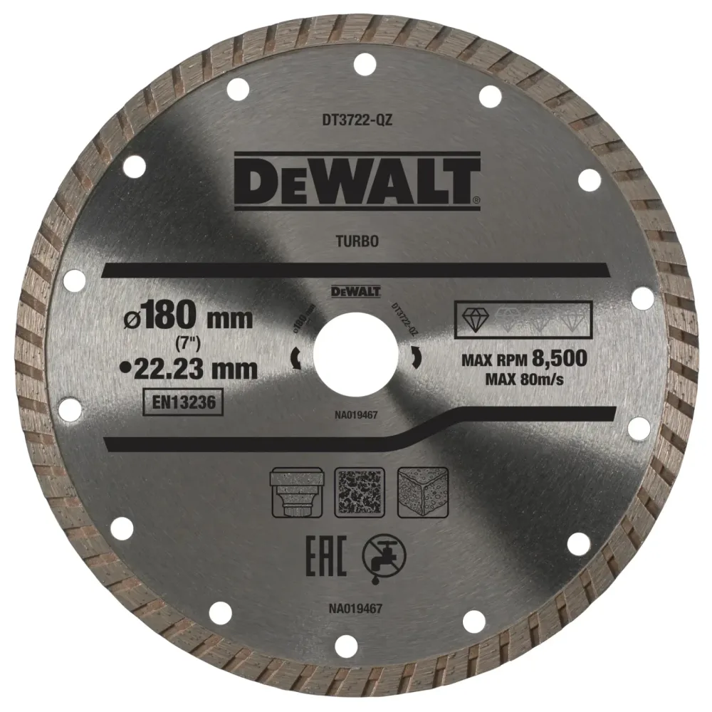 DeWalt dijamantna rezna ploča DT3722 turbo — 180 × 22,23 mm