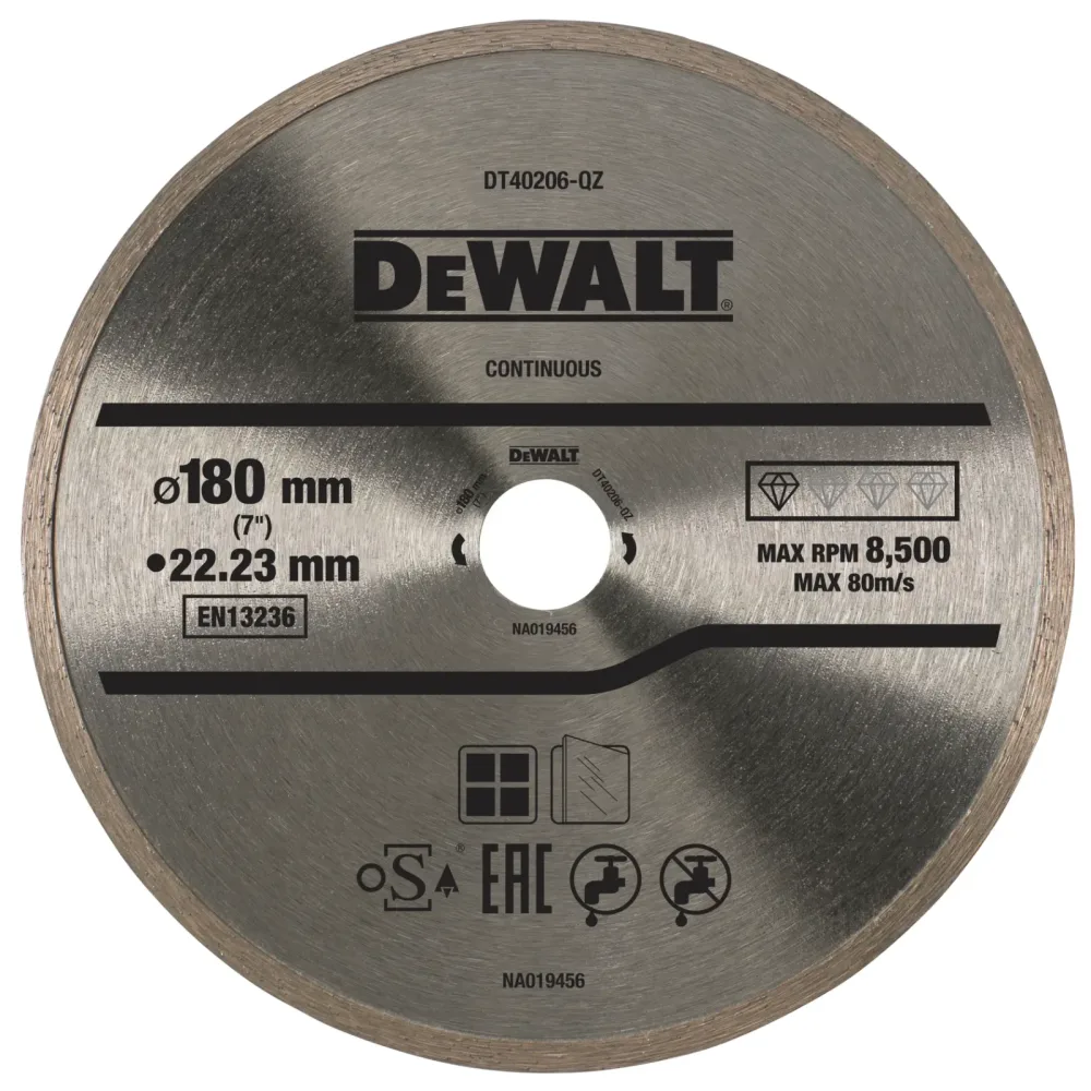 DeWalt dijamantna rezna ploča DT40206 za pločice — 180 × 22,23 mm