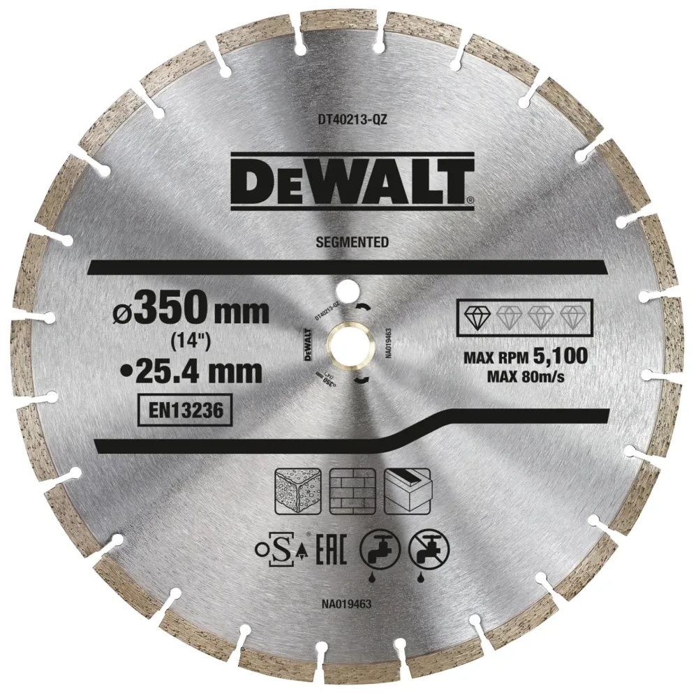 DeWalt dijamantna rezna ploča DT40213 segmentirana — 350 × 25,4 / 20 mm
