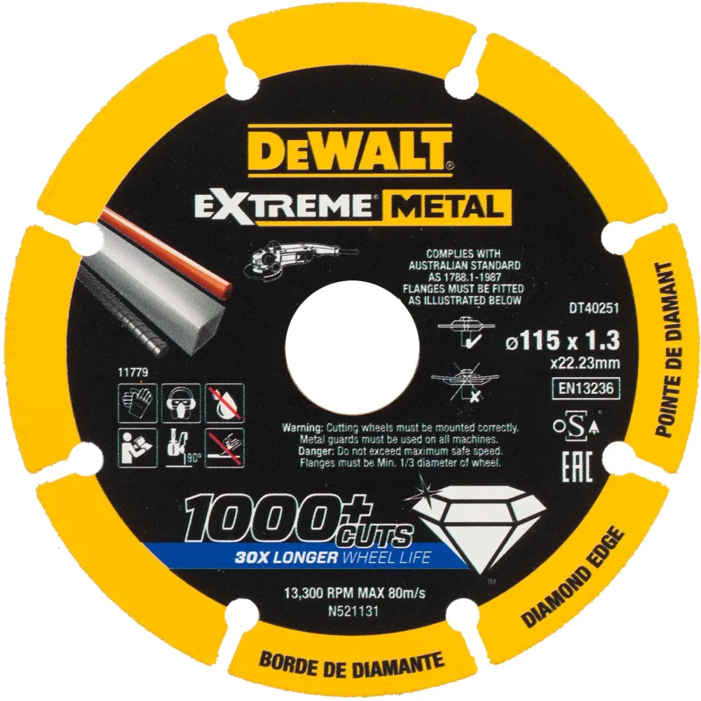 DeWalt dijamantna rezna ploča DT40251 EXTREME za metal — 115 × 1,3 mm