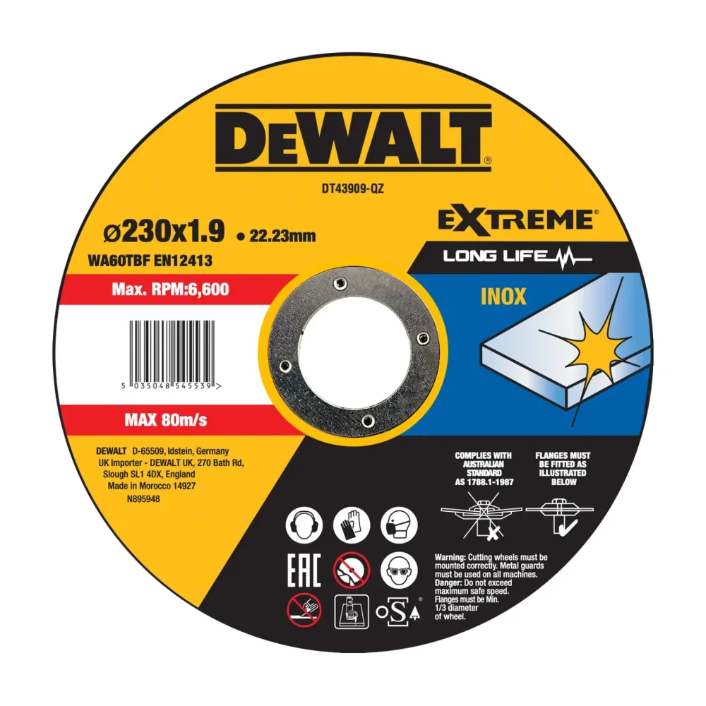 DeWalt rezna ploča DT43909 EXTREME za inox — 230 × 1,9 × 22,23 mm