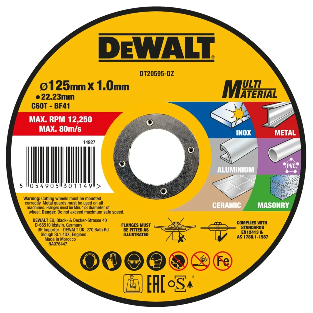 DeWalt rezna ploča DT20595 za više materijala — 125 × 1 × 22,23 mm