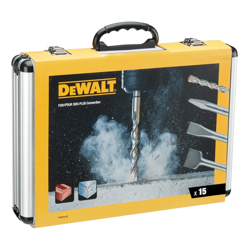 DeWalt set SDS-plus svrdala i dlijeta DT9679 u aluminijskom kovčegu — 15 kom — slika 3 od 3