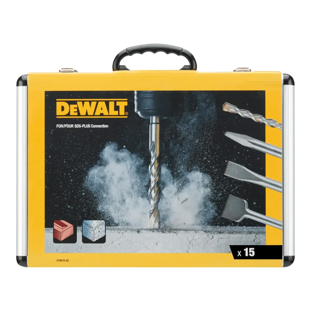 DeWalt set SDS-plus svrdala i dlijeta DT9679 u aluminijskom kovčegu — 15 kom — slika 2 od 3