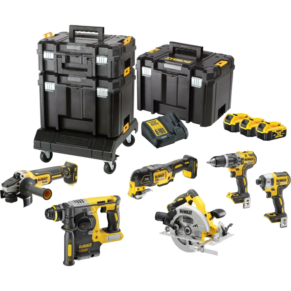 DeWalt komplet aku alata DCK685P3T 18 V XR — 6 alata, 3 × 5,0 Ah, 3 × TSTAK i kolica — slika 2 od 3